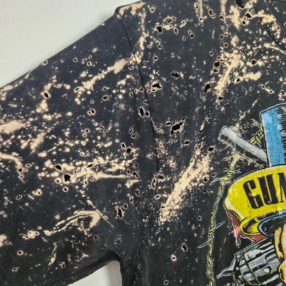 Bravado Distressed Guns N Roses Short Sleeve Tee M Bleach Dyed‎ Black - Picture 3 of 8